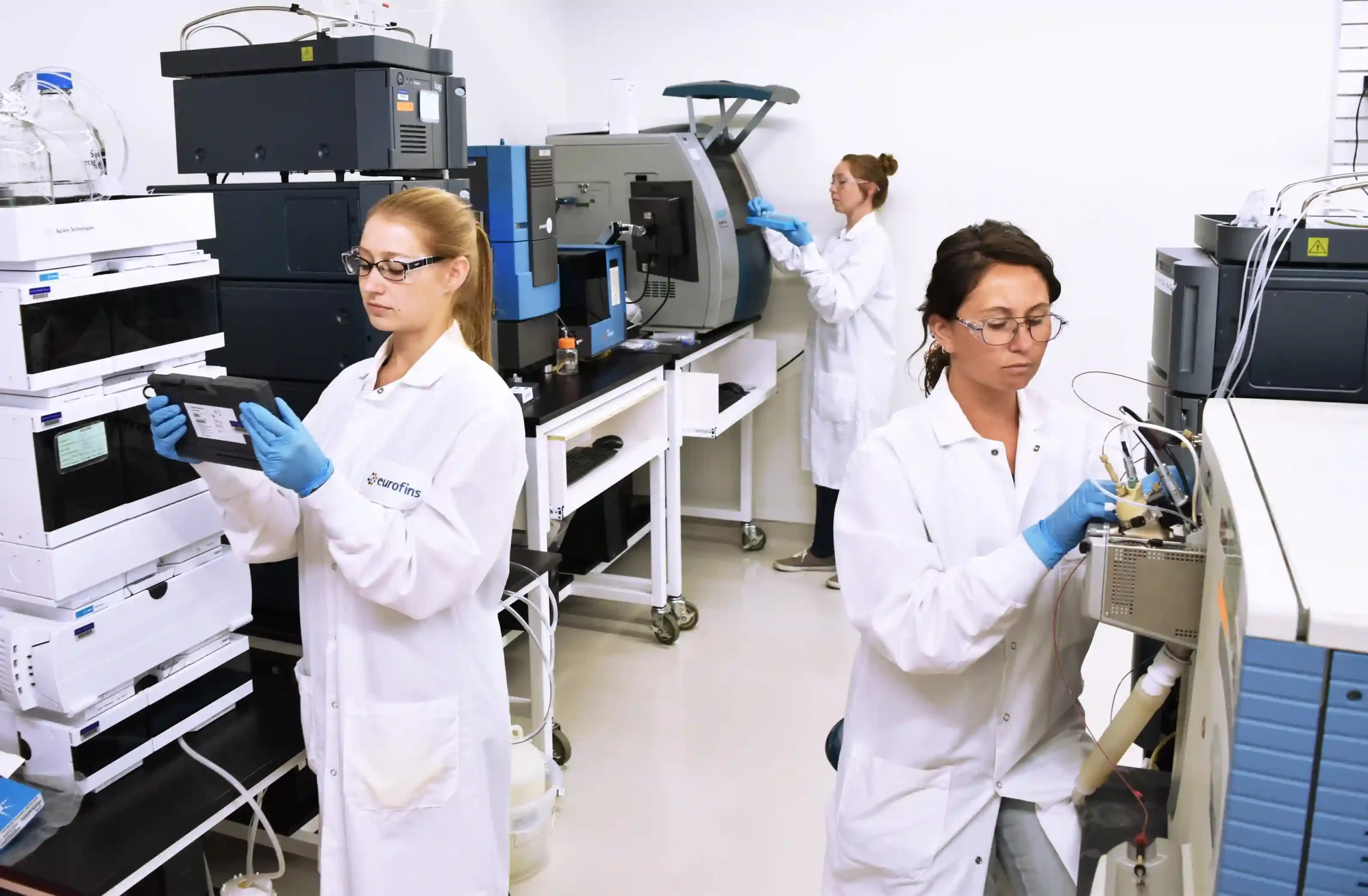 Scientists working in Eurofins analytical testing laboratory